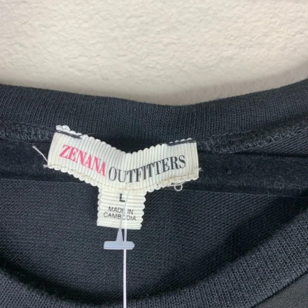 Black sweater 3/4 sleeves‎ sheer front blouse - Picture 3 of 6